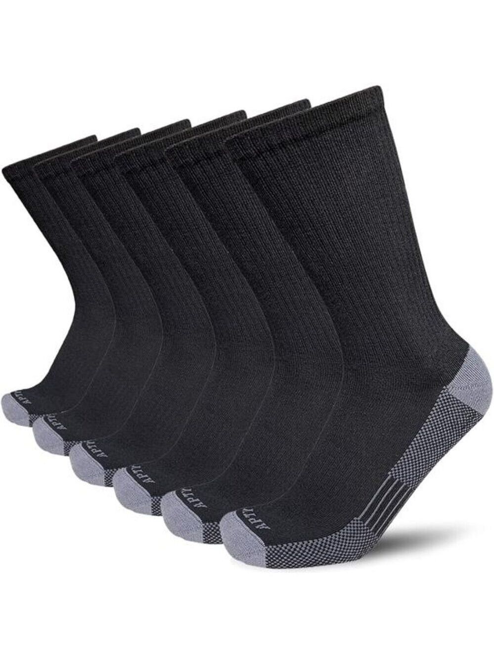 Mens Work Boot Socks Moisture Wicking Cushioned Crew Socks Heavy Duty Comfort
